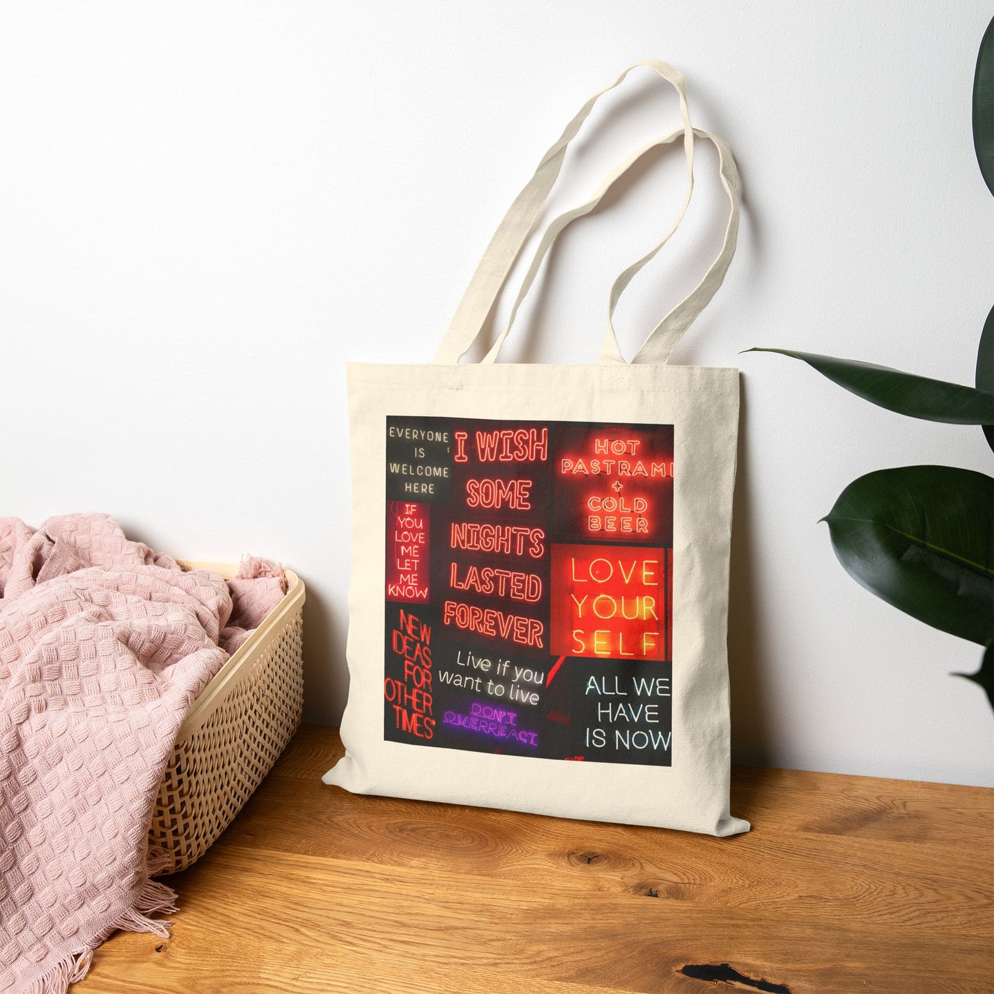 Neon Nights Canvas Tote Bag