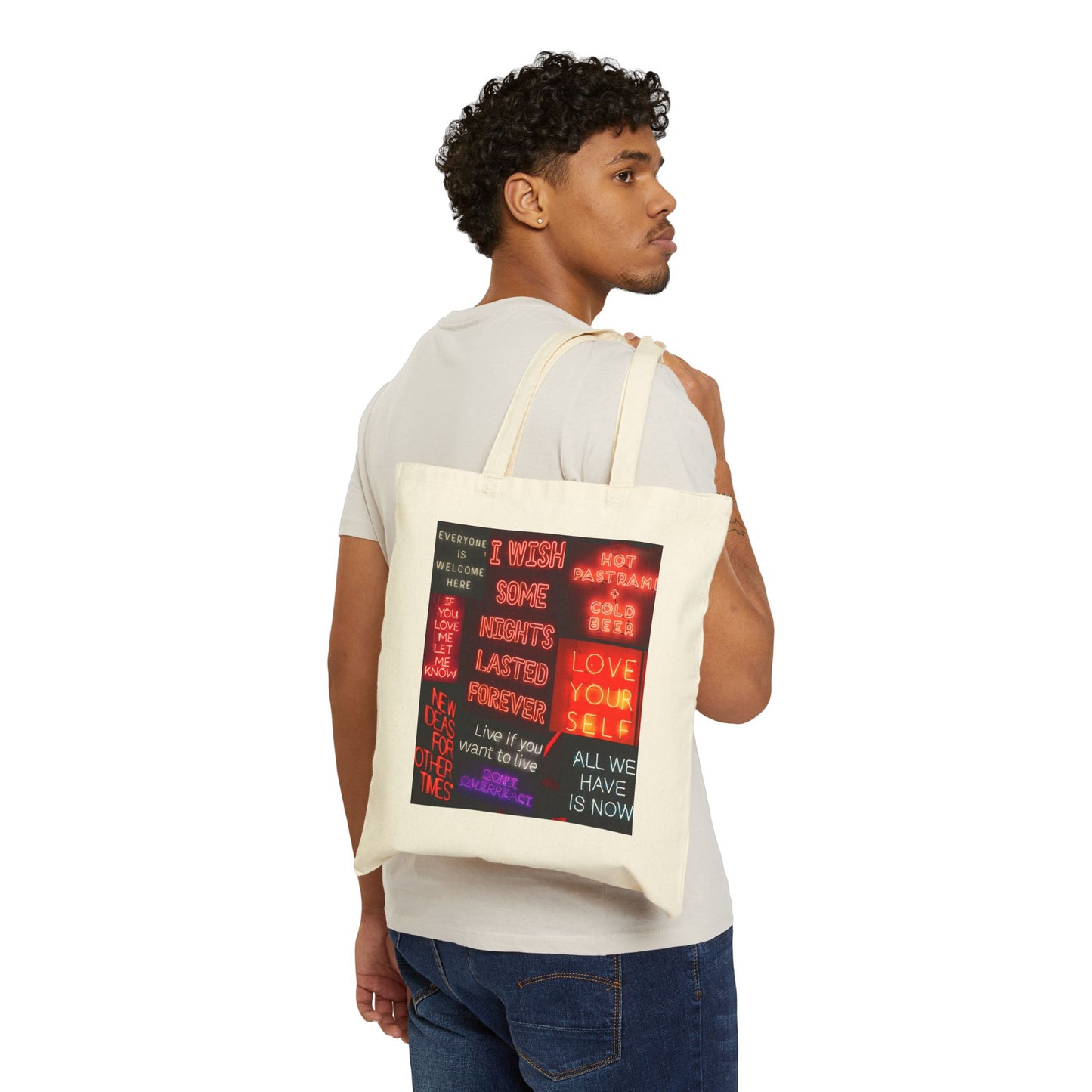 Neon Nights Canvas Tote Bag