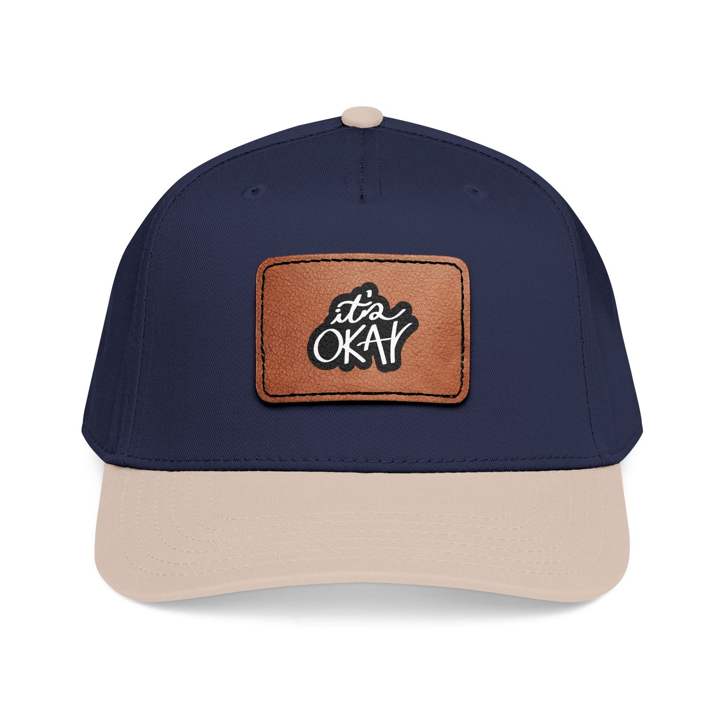 It's Okay Mid Profile Baseball Cap with Leather Patch