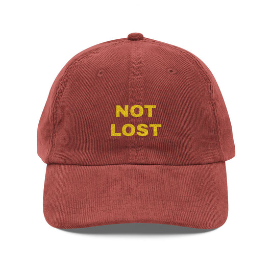 Vintage Embroidered Corduroy Cap - NOT LOST- Delusional Human Hat