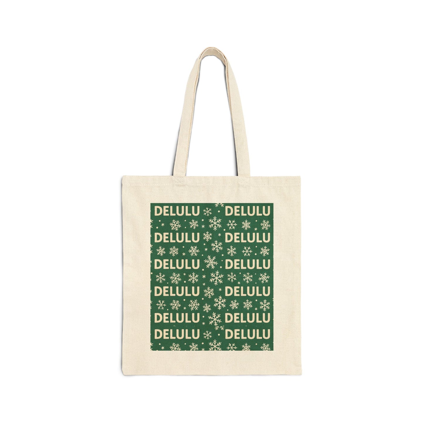 DELULU Green- Holiday Canvas Tote Bag