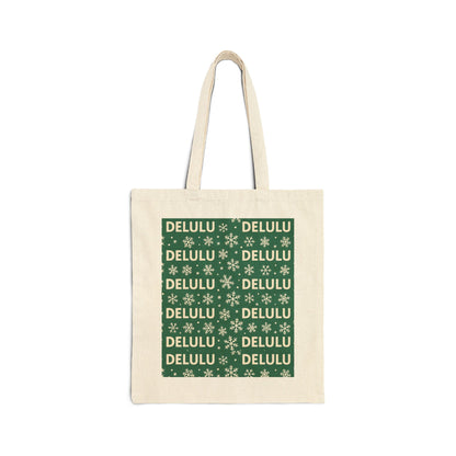 DELULU Green- Holiday Canvas Tote Bag