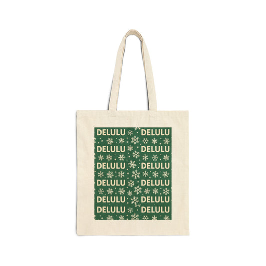 DELULU Green- Holiday Canvas Tote Bag
