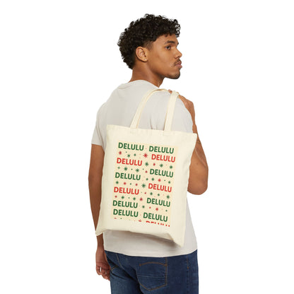 DELULU - Holiday Canvas Tote Bag
