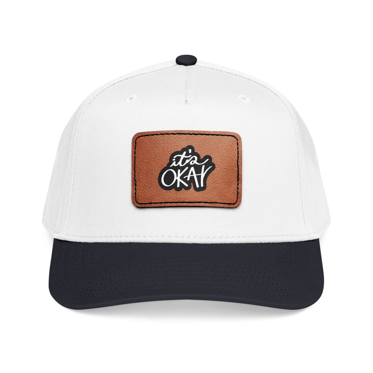 It's Okay Mid Profile Baseball Cap with Leather Patch