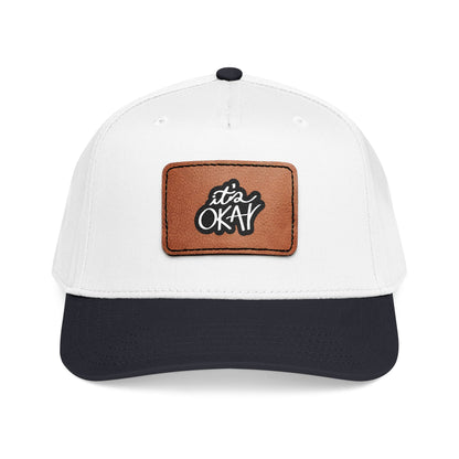 It's Okay Mid Profile Baseball Cap with Leather Patch