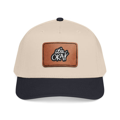 It's Okay Mid Profile Baseball Cap with Leather Patch