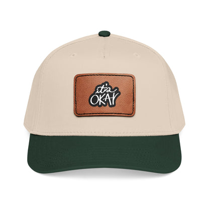 It's Okay Mid Profile Baseball Cap with Leather Patch