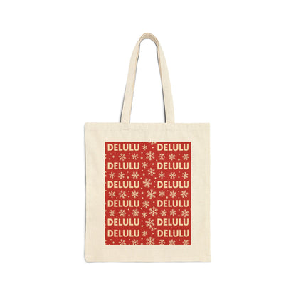 DELULU Red- Holiday Canvas Tote Bag