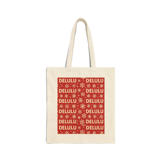 DELULU Red- Holiday Canvas Tote Bag