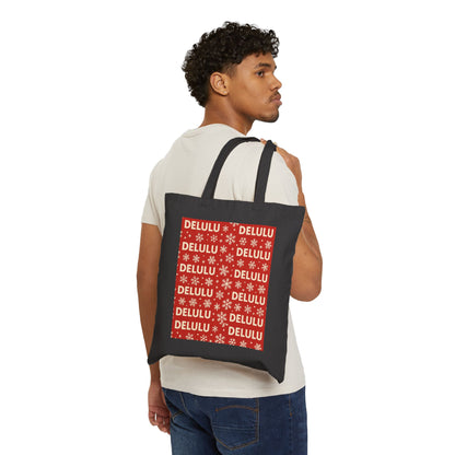 DELULU Red- Holiday Canvas Tote Bag
