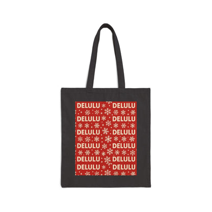 DELULU Red- Holiday Canvas Tote Bag