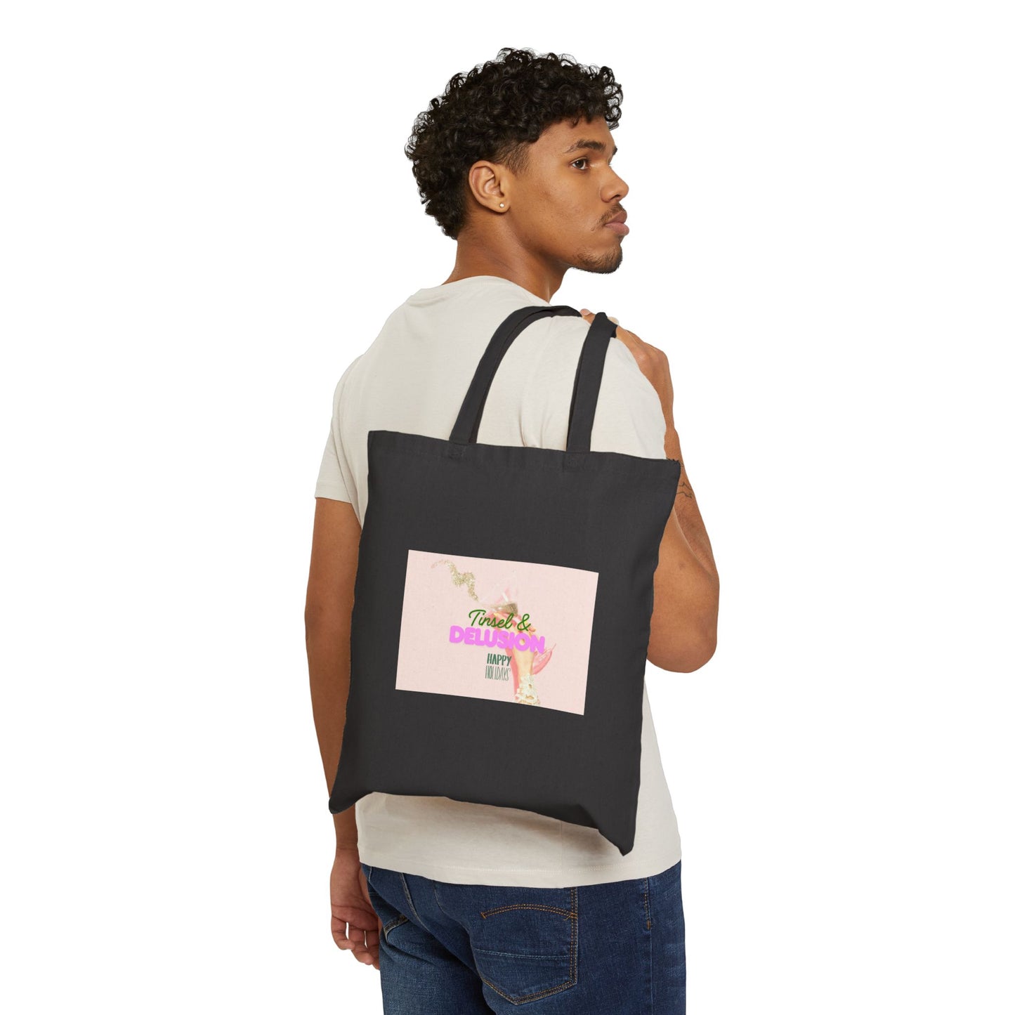 Tinsel & Delusion- Holiday Canvas Tote Bag