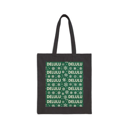 DELULU Green- Holiday Canvas Tote Bag