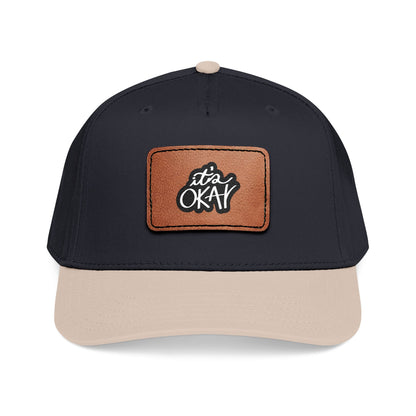It's Okay Mid Profile Baseball Cap with Leather Patch